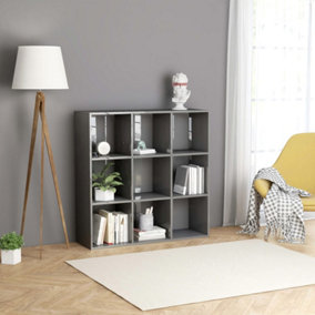 Berkfield Book Cabinet High Gloss Grey 98x30x98 cm Engineered Wood