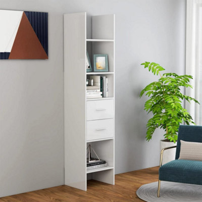 White high store gloss narrow bookcase