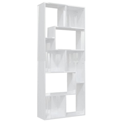 Berkfield Book Cabinet High Gloss White 67x24x161 cm Engineered Wood