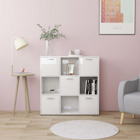 Berkfield Book Cabinet High Gloss White 90x30x90 cm Engineered Wood