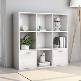Berkfield Book Cabinet High Gloss White 98x30x98 cm Engineered Wood