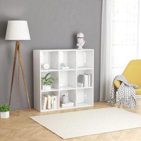 Berkfield Book Cabinet High Gloss White 98x30x98 cm Engineered Wood