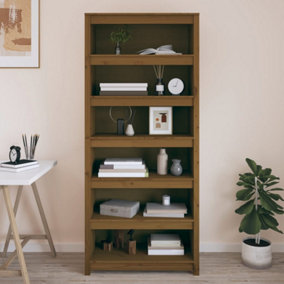 Berkfield Book Cabinet Honey Brown 80x35x183 cm Solid Wood Pine
