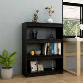 Berkfield Book Cabinet/Room Divider Black 100x30x103 cm Solid Pinewood