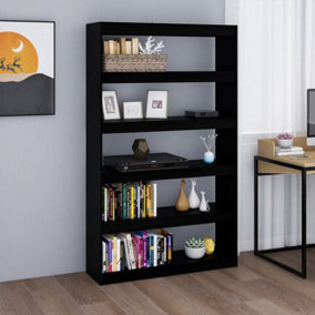 Berkfield Book Cabinet/Room Divider Black 100x30x167.5 cm Solid Pinewood