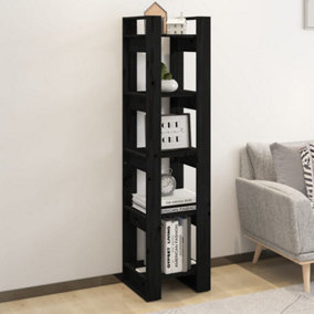 Berkfield Book Cabinet/Room Divider Black 41x35x160 cm Solid Wood Pine