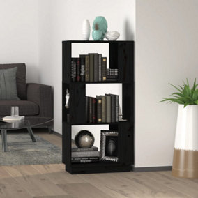 Berkfield Book Cabinet/Room Divider Black 51x25x101 cm Solid Wood Pine