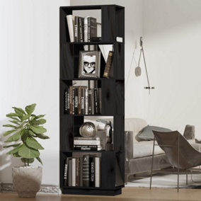 Berkfield Book Cabinet/Room Divider Black 51x25x163.5 cm Solid Wood Pine