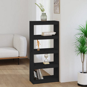 Berkfield Book Cabinet/Room Divider Black 60x30x135.5 cm Solid Wood Pine