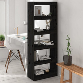 Berkfield Book Cabinet/Room Divider Black 60x30x167.5 cm Solid Wood Pine