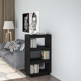 Berkfield Book Cabinet/Room Divider Black 60x35x103 cm Solid Wood Pine