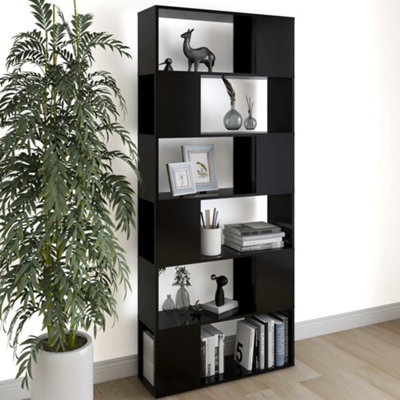 Berkfield Book Cabinet Room Divider Black 80x24x186 cm Engineered Wood ...