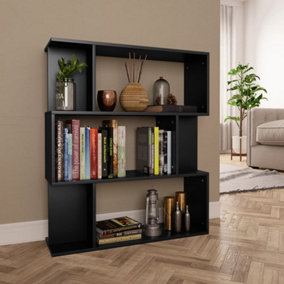 Berkfield Book Cabinet/Room Divider Black 80x24x96 cm Engineered Wood