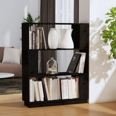 Berkfield Book Cabinet/Room Divider Black 80x25x101 cm Solid Wood Pine