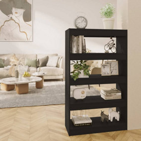 Berkfield Book Cabinet/Room Divider Black 80x30x135 cm Engineered Wood
