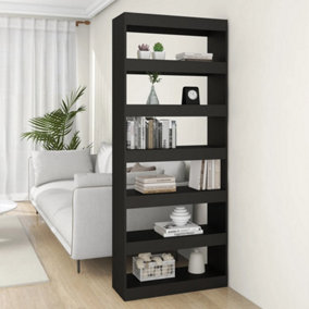Berkfield Book Cabinet/Room Divider Black 80x30x198 cm Engineered Wood