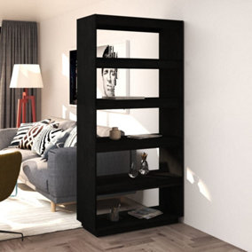Berkfield Book Cabinet/Room Divider Black 80x35x167 cm Solid Pinewood