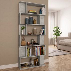 Berkfield Book Cabinet/Room Divider Concrete Grey 80x24x192 cm Engineered Wood