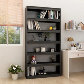 Berkfield Book Cabinet/Room Divider Grey 100x30x200 cm Solid Pinewood