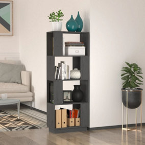 Berkfield Book Cabinet/Room Divider Grey 51x25x132 cm Solid Wood Pine