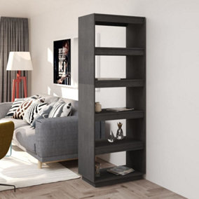 Berkfield Book Cabinet/Room Divider Grey 60x35x167 cm Solid Pinewood