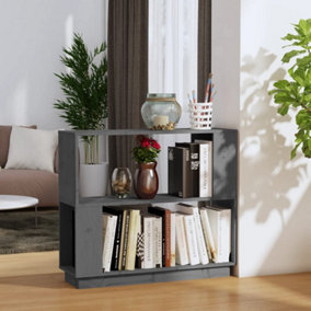 Berkfield Book Cabinet/Room Divider Grey 80x25x70 cm Solid Wood Pine
