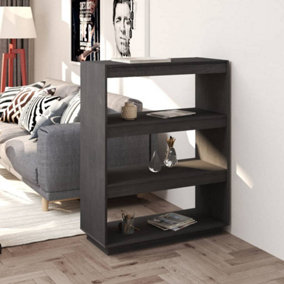 Berkfield Book Cabinet/Room Divider Grey 80x35x103 cm Solid Pinewood