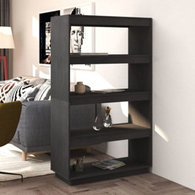 Berkfield Book Cabinet/Room Divider Grey 80x35x135 cm Solid Pinewood