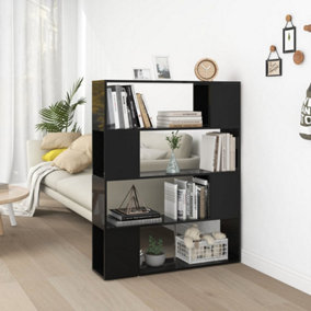 Berkfield Book Cabinet Room Divider High Gloss Black 100x24x124 cm