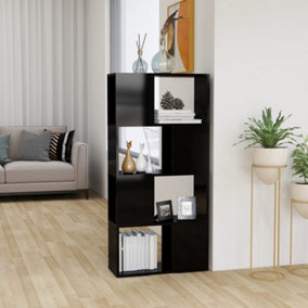 Berkfield Book Cabinet Room Divider High Gloss Black 60x24x124.5 cm