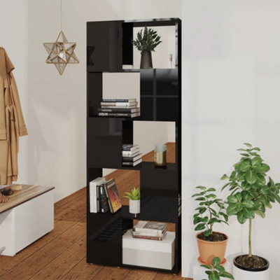 Berkfield Book Cabinet Room Divider High Gloss Black 60x24x155 cm | DIY ...