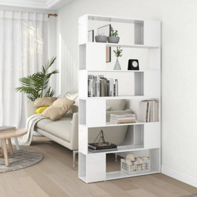 Berkfield Book Cabinet Room Divider High Gloss White 100x24x188 cm