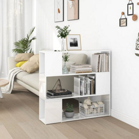 Berkfield Book Cabinet Room Divider High Gloss White 100x24x94 cm