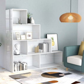 Berkfield Book Cabinet/Room Divider High Gloss White 155x24x160 cm Engineered Wood