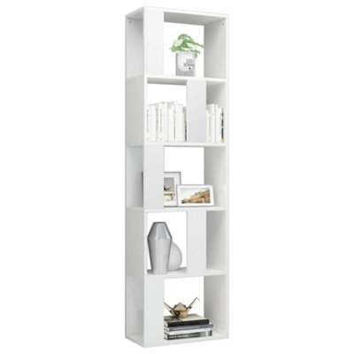 Berkfield Book Cabinet/Room Divider High Gloss White 45x24x159 cm Engineered Wood