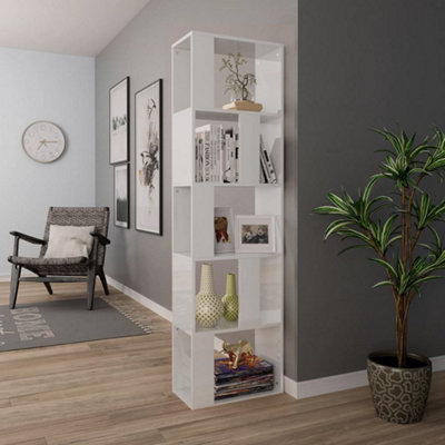 Berkfield Book Cabinet/Room Divider High Gloss White 45x24x159 cm Engineered Wood