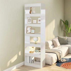 Berkfield Book Cabinet/Room Divider High Gloss White 60x30x198 cm