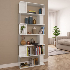 Berkfield Book Cabinet/Room Divider High Gloss White 80x24x192 cm Engineered Wood