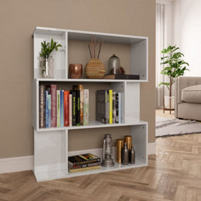 Berkfield Book Cabinet/Room Divider High Gloss White 80x24x96 cm Engineered Wood