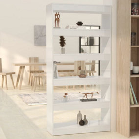 Berkfield Book Cabinet/Room Divider High Gloss White 80x30x166 cm Engineered Wood