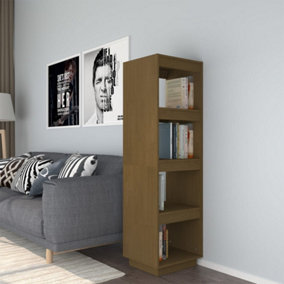 Berkfield Book Cabinet/Room Divider Honey Brown 40x35x135 cm Solid Pinewood