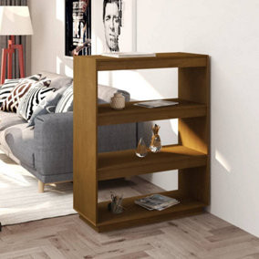 Berkfield Book Cabinet/Room Divider Honey Brown 80x35x103 cm Solid Pinewood