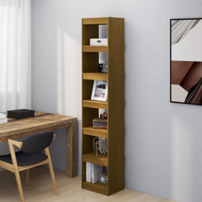 Berkfield Book Cabinet/Room Divider Honey Brown Solid Pinewood