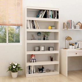 Berkfield Book Cabinet/Room Divider White 100x30x200 cm Solid Pinewood