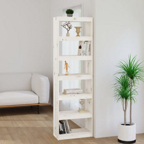 Berkfield Book Cabinet/Room Divider White 60x30x199.5 cm Solid Wood Pine