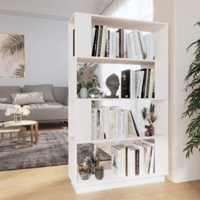 Berkfield Book Cabinet/Room Divider White 80x25x132 cm Solid Wood Pine
