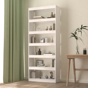 Berkfield Book Cabinet/Room Divider White 80x30x199.5 cm Solid Wood Pine