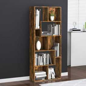 Berkfield Book Cabinet Smoked Oak 67x24x161 cm Engineered Wood