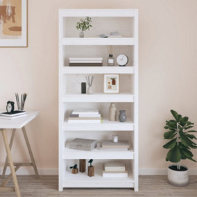 Berkfield Book Cabinet White 80x35x183 cm Solid Wood Pine