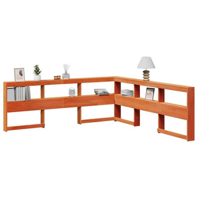 Berkfield Bookcase Headboard L-Shaped Wax Brown 200 cm Solid Wood Pine